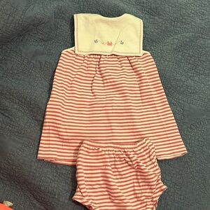 Kissy kissy crab pink striped diaper set